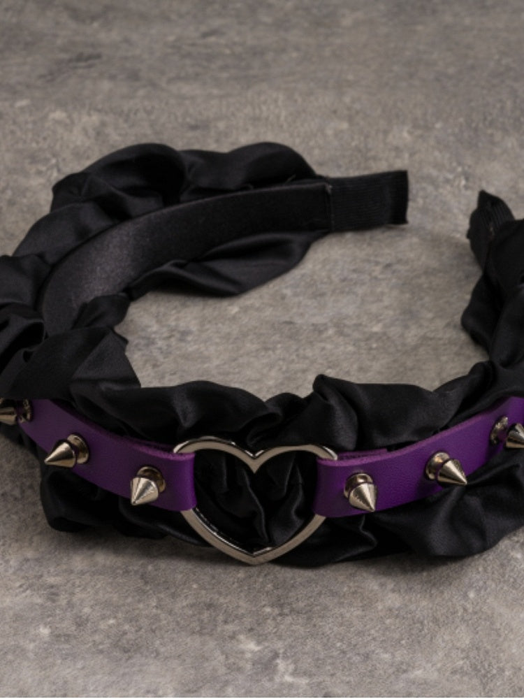 Black And Purple Gothic Ruffle Trim Decorated Studs Design KC