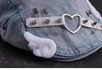 Studs and White Wings Light Blue Denim Hat