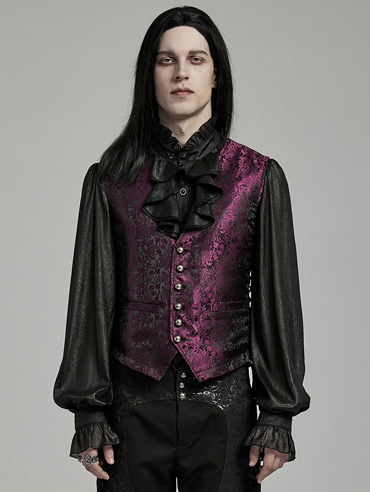Black and Red Goth Jacquard Waistcoat