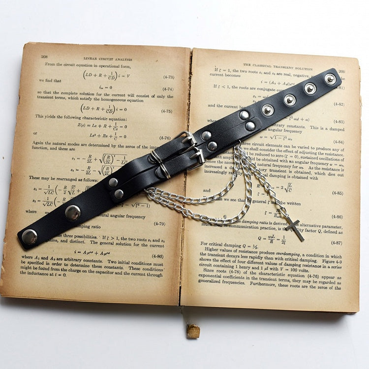 Black Cross And Chain Charm Arm Cuff