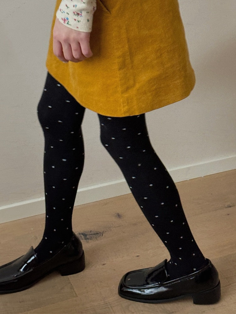 White/Light Coffee/Dark Grey/Black Polka-dot Pattern Tights