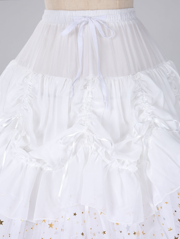 Glittering Stars Adjustable Length Gorgeous Fish-bone Petticoat White/Beige/Black