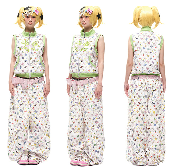 Pink/Black Big Bow Stud Details Rhinestones Embellished Waist Belt