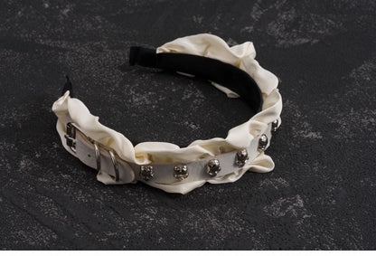 White Gothic Skeleton Studs PU Buckle Ruffled KC