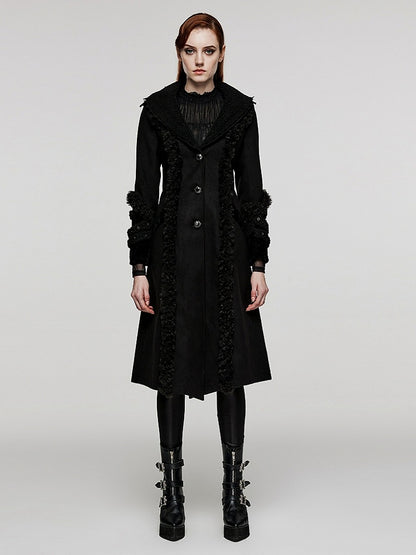 Plus Size Goth Black Plush-strips Coat