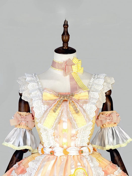 Stripes and Plaid Pattern Bowknot Choker