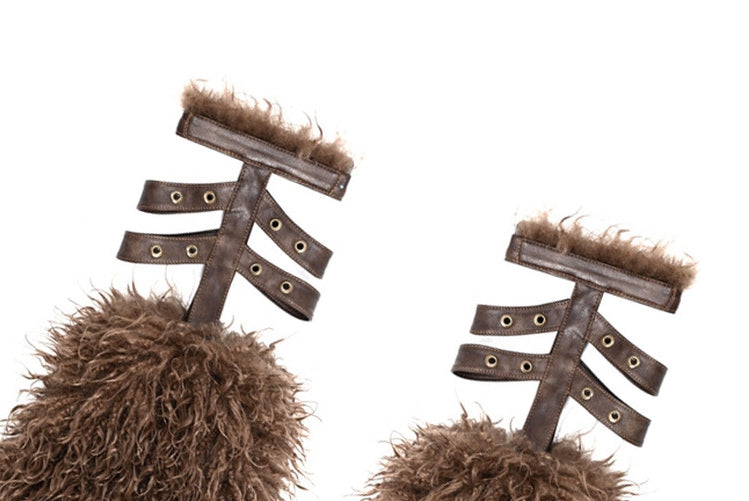 Brown Wasteland Punk Faux Fur Leg Warmers