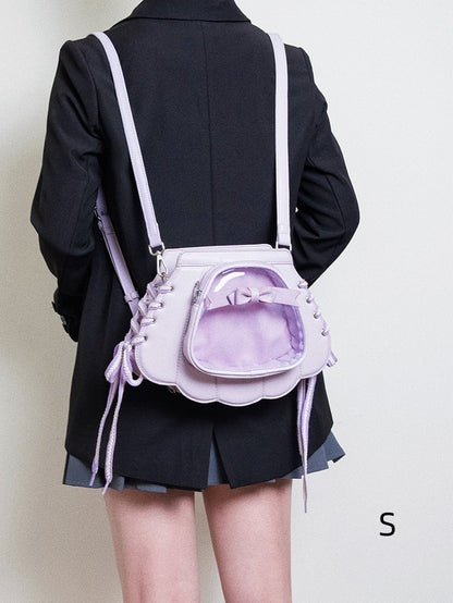 Purple Shell-shaped Bowknot PU Backpack Small/Large Size