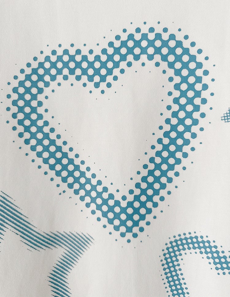 Stars and Sweethearts Print Blue and White T-shirt