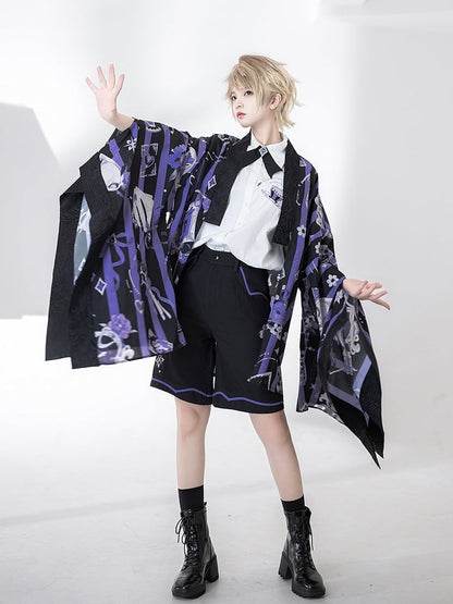 White Summer Ouji Fashion Tea Cup Embroidery Pocket Shirt