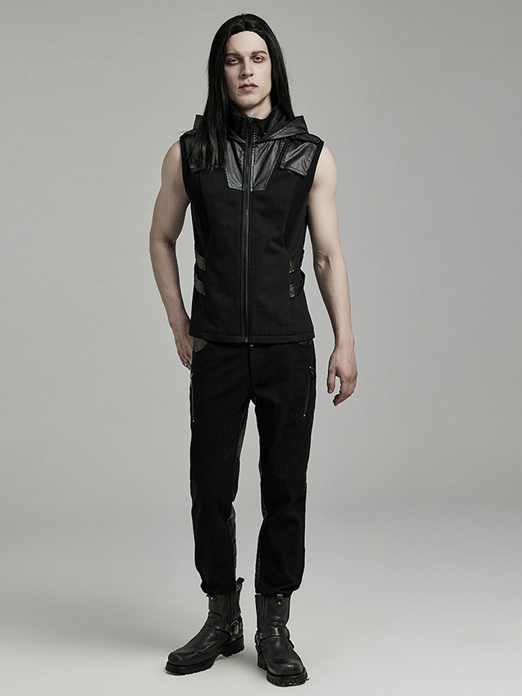 Black Techwear Hooded Vest