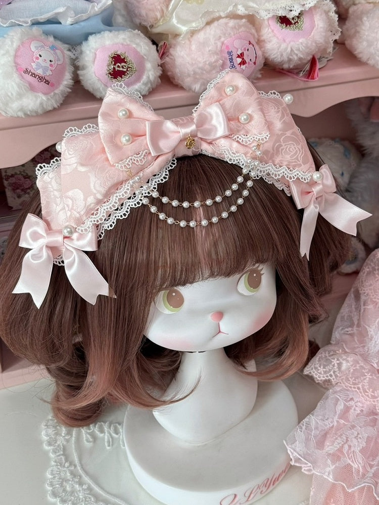 4 Color Options Beaded Charm Lace Trim Bowknot KC