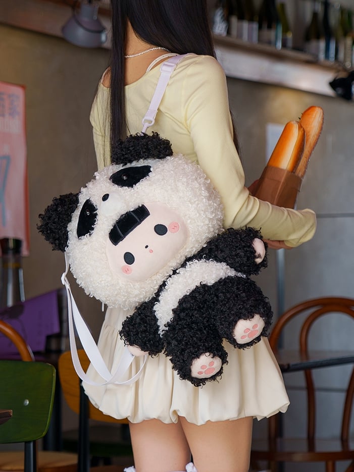 Black&White 38cm Plush Panda Backpack Detachable Shoulder Straps