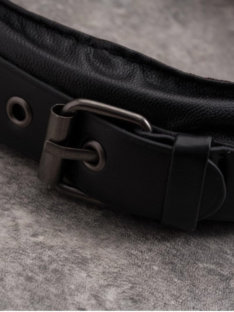 Black And Red Plaid Pattern Knot With Buckle Design KC