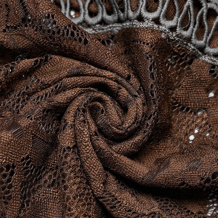 Clearance-Size L for Waist 77CM Coffee Goth Lace Trousers