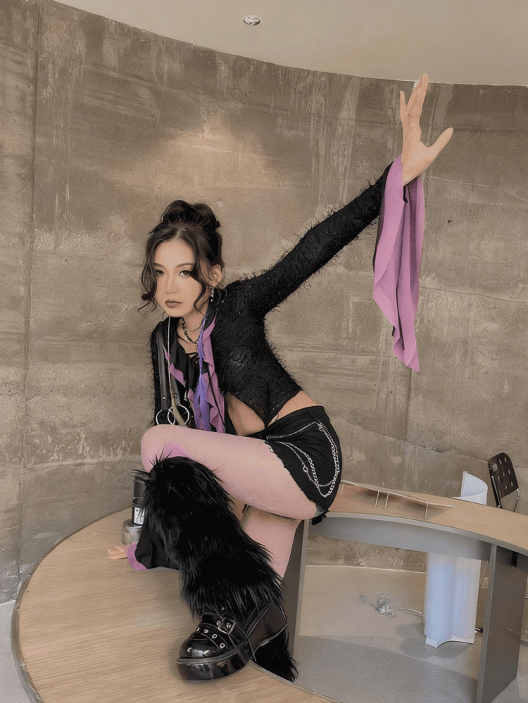 Black Y2K 20CM/30CM/40CM Shaggy Leg Warmers