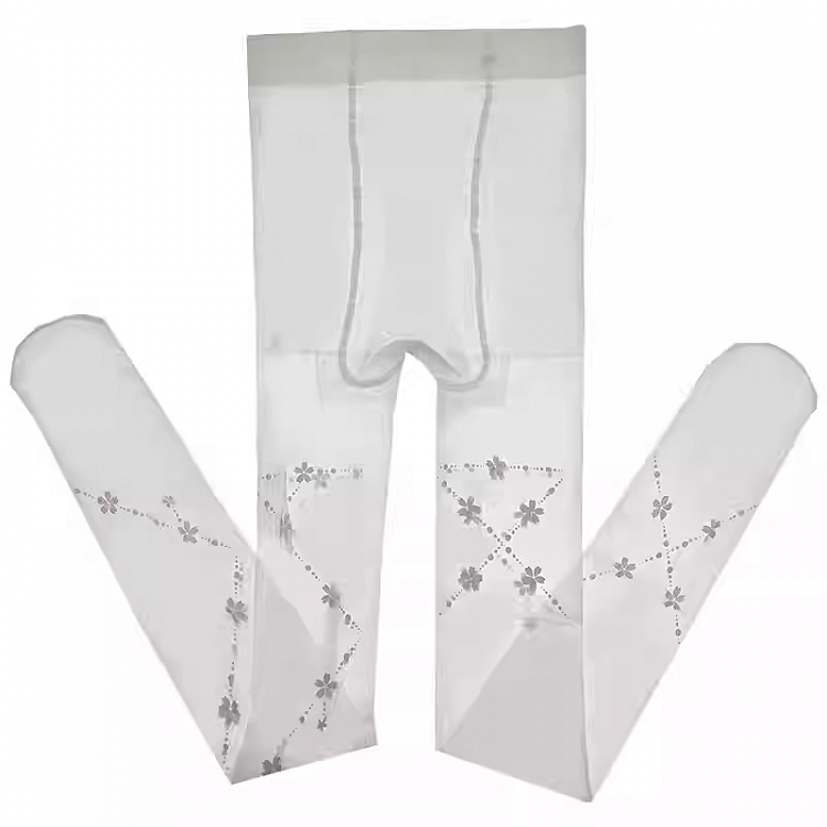 White Semi-sheer Sakura Pattern Lolita Tights