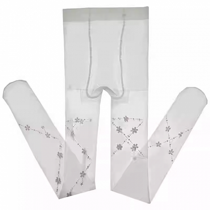 White Semi-sheer Sakura Pattern Lolita Tights