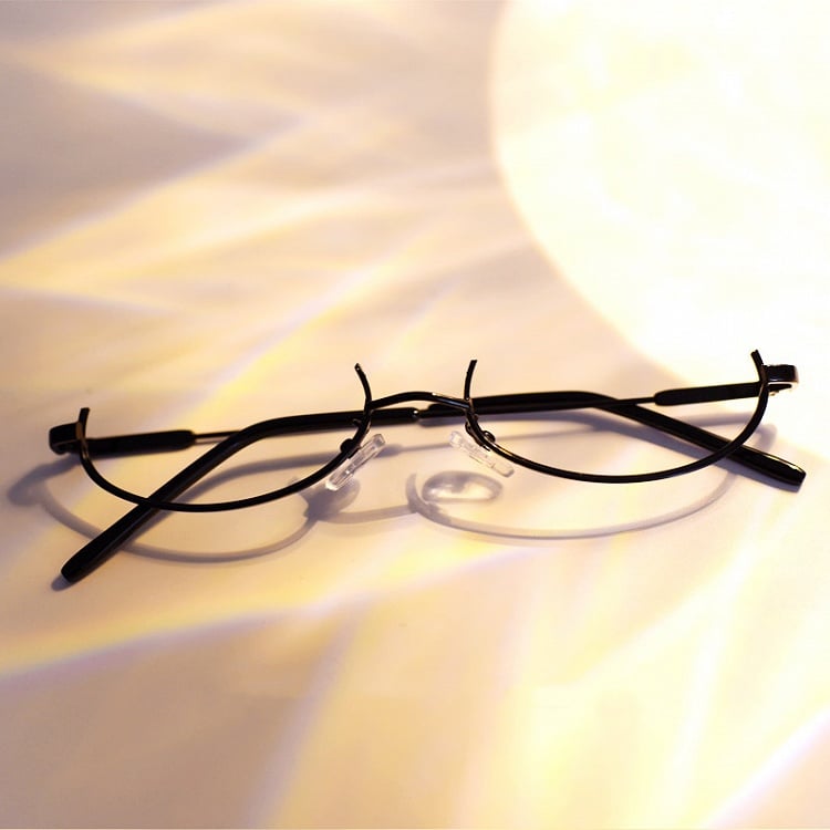 Cyberpunk Black Semi-rimless Glasses Y2K Lensless Eyeglasses Frame