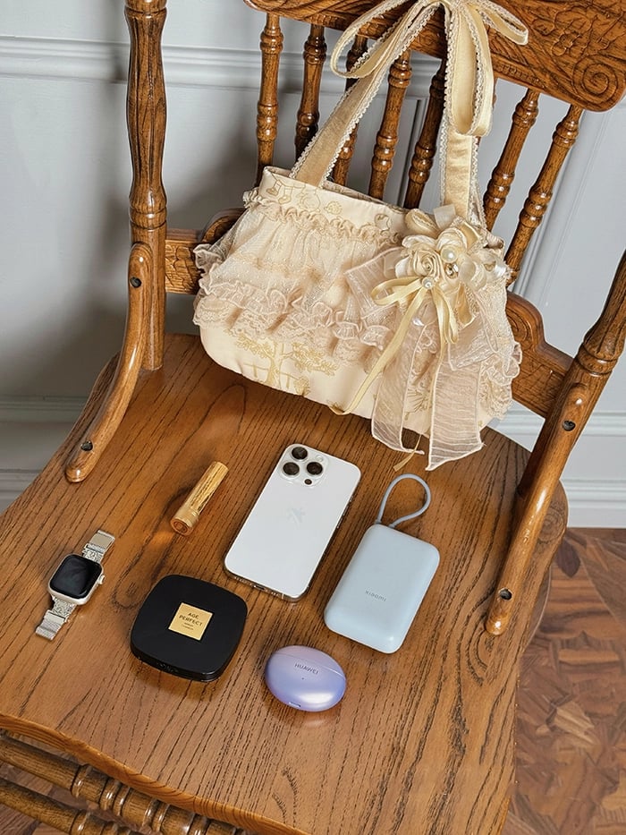 Champagne / Black / Silver Hand Bag