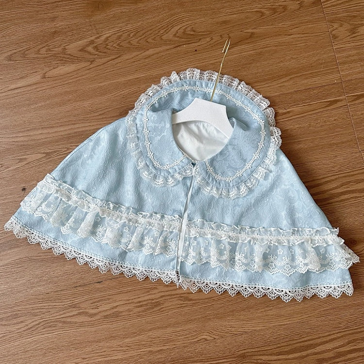 Pink / Blue / Red / Apricot / Black Peter Pan Collar Cape