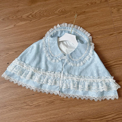 Pink / Blue / Red / Apricot / Black Peter Pan Collar Cape