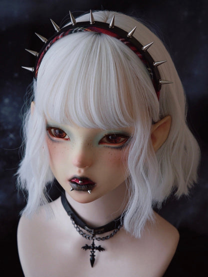 Black And Red Plaid Pattern With Studs Design KC