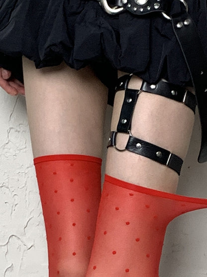 Black Punk Studs PU Leg Loop