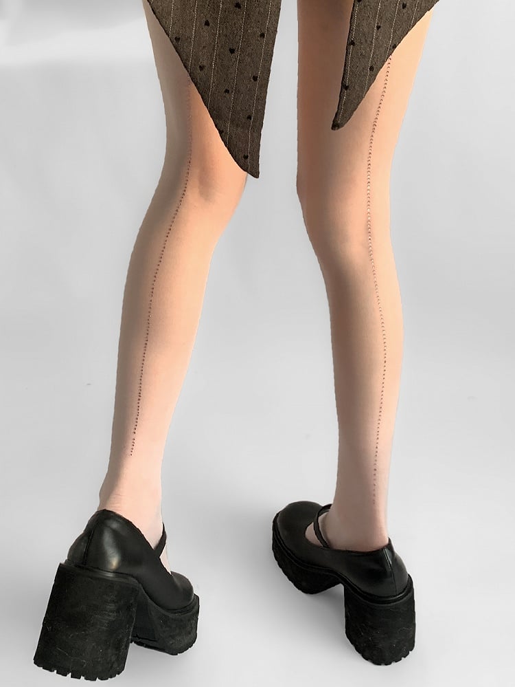 Black/White Rhinestone Decorated Tights