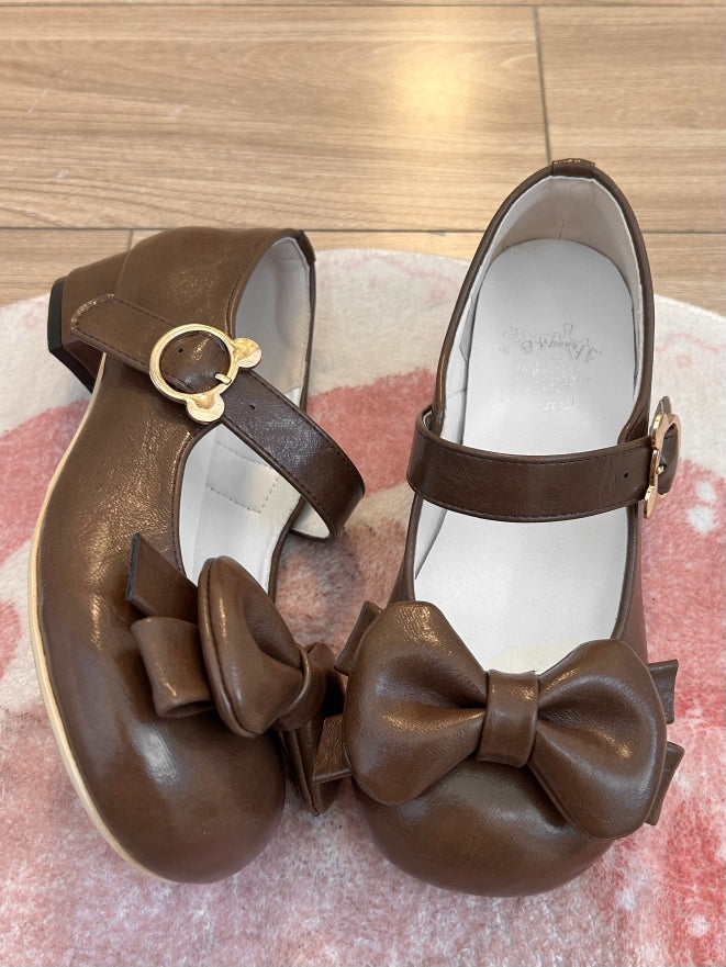 Brown Bow at Top Block Heels Mary Janes Lolita Shoes