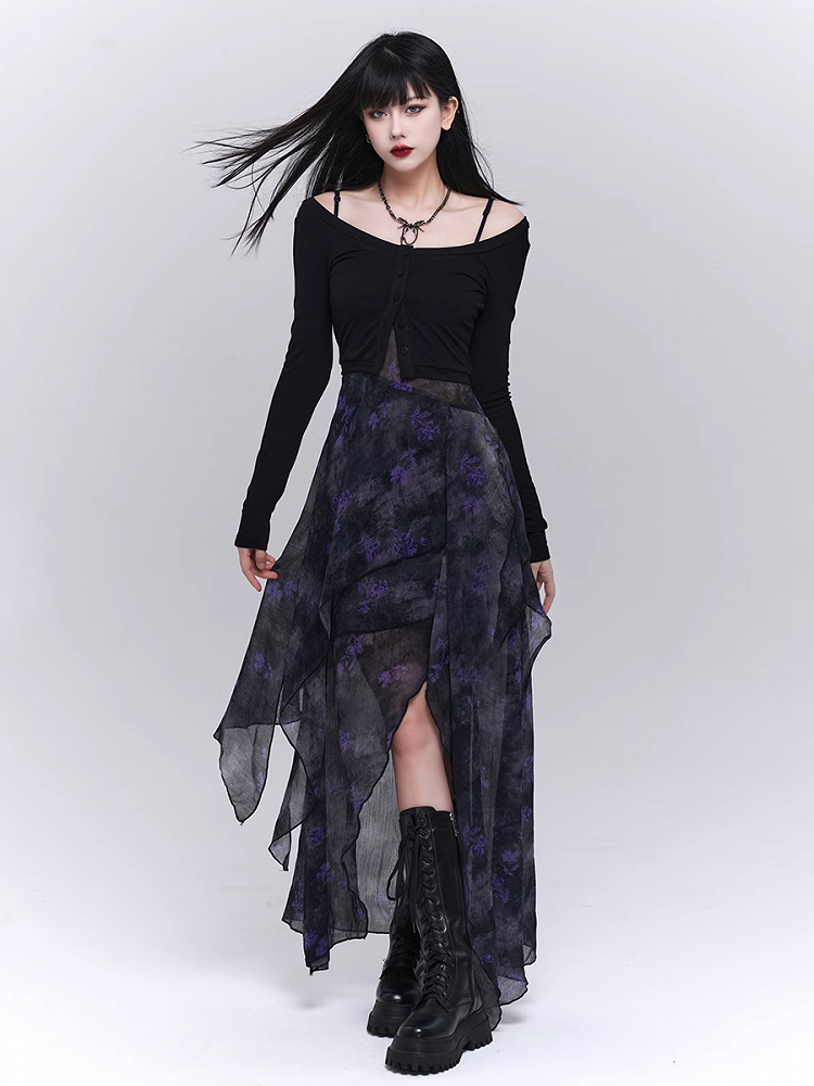 Black Slim-fitting Knitted Cropped Cardigan