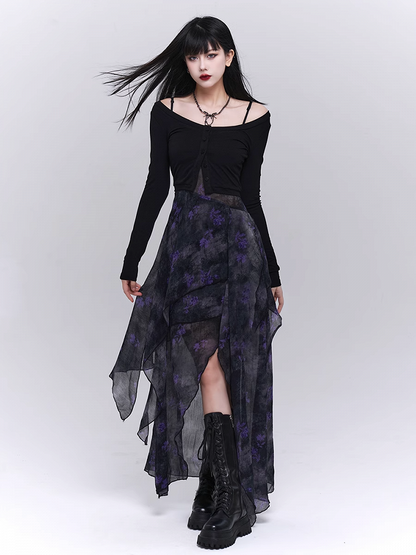 Black Slim-fitting Knitted Cropped Cardigan