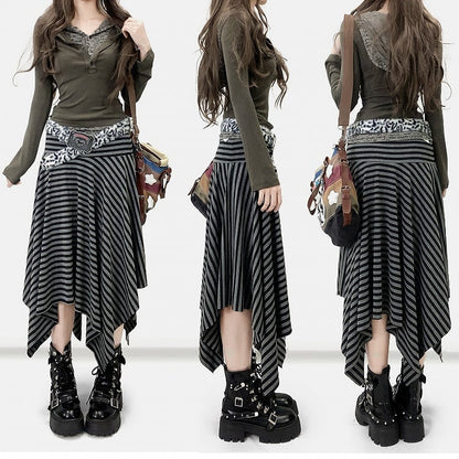 Army Green Wasteland Punk Two-piece Hoodie Top