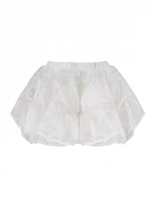 White Daily Kawaii Adjustable Petticoat with Elastic Waistband