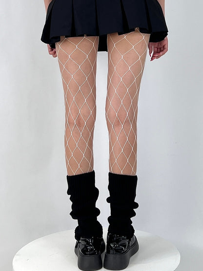 Black/White Y2K Large Version Fishnet Tights