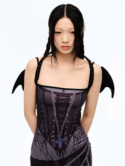 Punk Black Devil Wings Choker