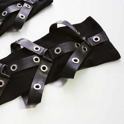 Black Cyberpunk Studs Details Gloves