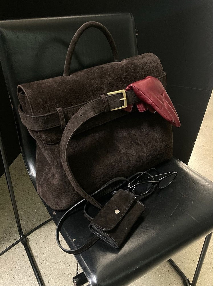 Vintage Dark Brown Crossbody With Buckle Closure In Elegance