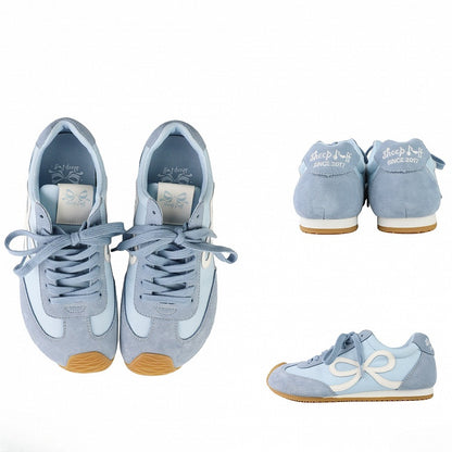 Blue Bowknot Design Front Lace-up Ties Sneakers