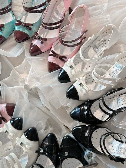 Black and White Chocolate Bow at Top Sweet Lolita High Heels