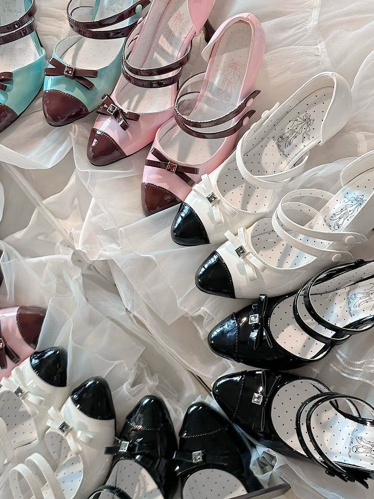Black and White Chocolate Bow at Top Sweet Lolita High Heels