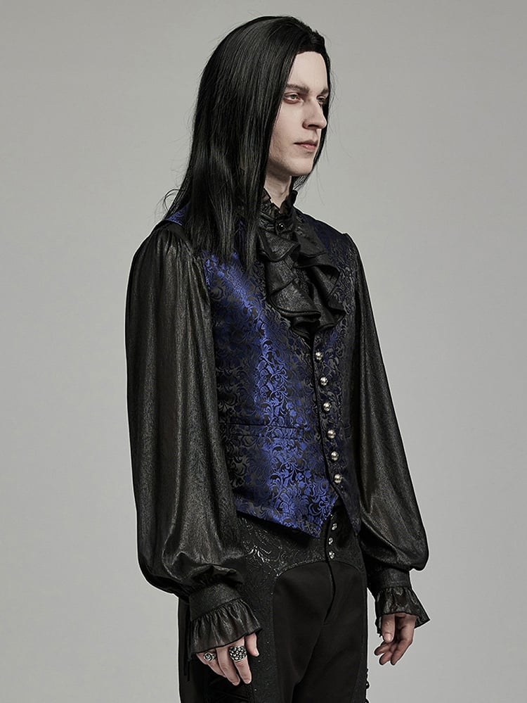 Black and Blue Goth Jacquard Waistcoat