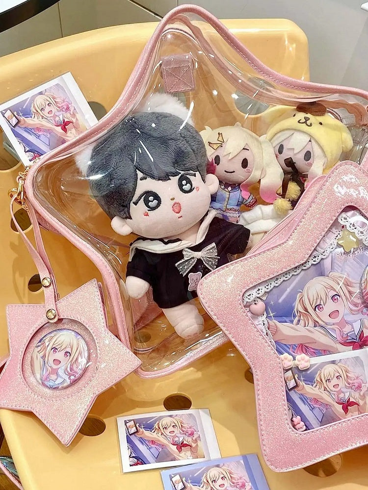 Pink PU Star-shaped Ita Bag Set with Detachable Badge Charm
