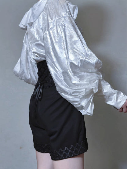 Black Ouji Lolita Boned Corset Belt High Waist Prince Shorts