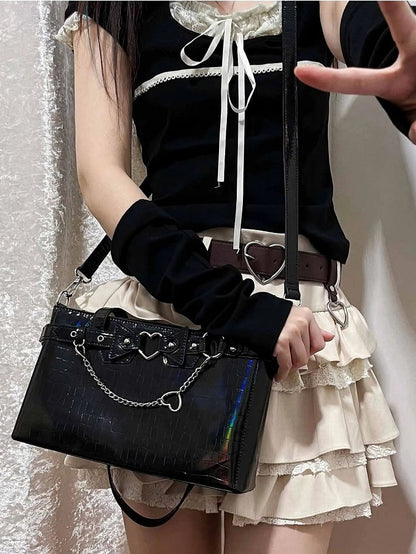 Detachable Chains Black Ita Shoulder Bag