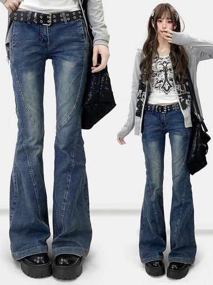 Blue Low Waist Flare Silhouette Jeans