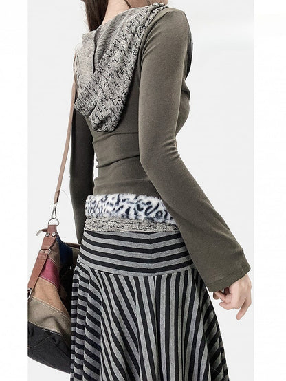 Army Green Wasteland Punk Two-piece Hoodie Top