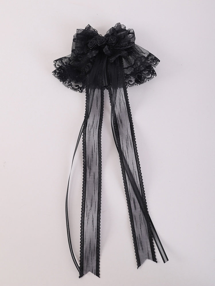 Rosette Design Gothic Black Bowknots Lace Hairclips