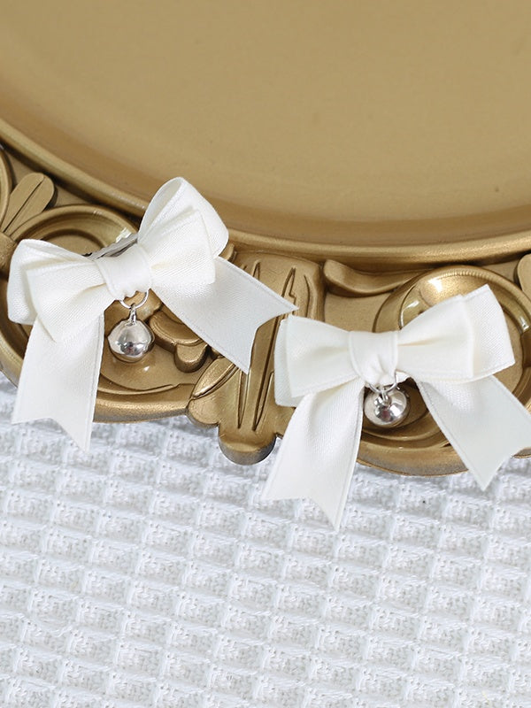 14 Colors A Pair of Cute Bowknot Hairclips with Bell Charm