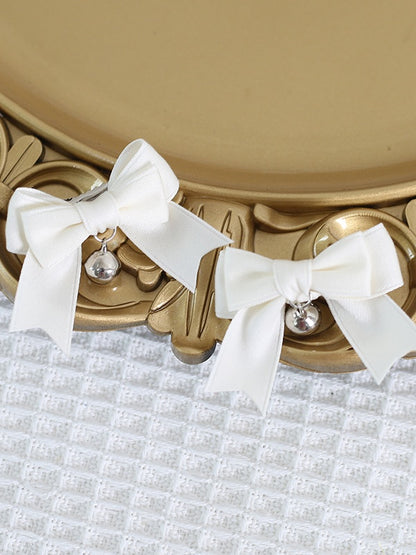 14 Colors A Pair of Cute Bowknot Hairclips with Bell Charm